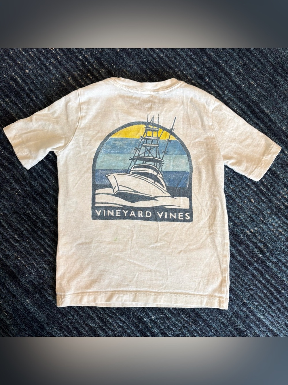 Vineyard Vines White Tshirt with Fiahing Boat 4t